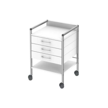 Variocar 45, Viva klinikbord med hjul og tre skuffer,hvid, 49 cm x 45 cm x 80,5 cm