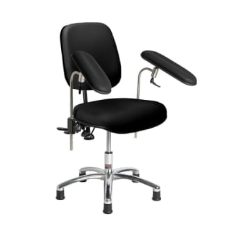 Vela Basic, prøvetagningsstol, sort skai, med trompetfødder, 39-54 cm