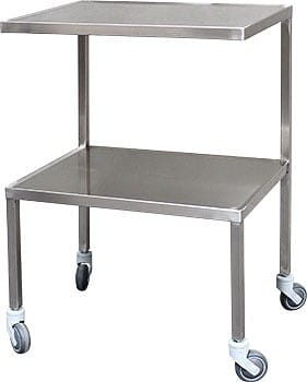 Konsolbord, rustfrit med Ø75 mm hjul, 60 cm x 45 cm x 85 cm