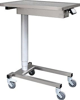 Assistancebord, Minimax, rustfrit , hæve-sænk og Ø 75mm hjul, 40 cm x 60 cm