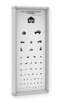 Synstavle, børne tavle u/lys, synsafstand 3 m., 29 cm x 66 cm x 2,5 cm