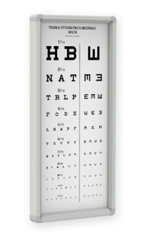 Synstavle, blandet bogstaver u/lys, synsafstand 3 m., 29 cm x 66 cm x 2,5 cm