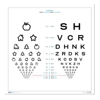 ISOeyes, Synstavle, 3 m, Eyekey & Optican A, hvid, 60 cm x 60 cm