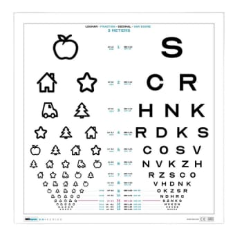 ISOeyes, Synstavle, 3 m, Eyekey & Optican A, hvid, 45 cm x 45 cm