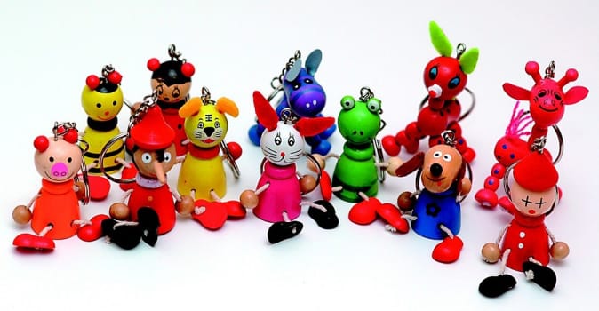 Legetøj, nøglering med træfigur