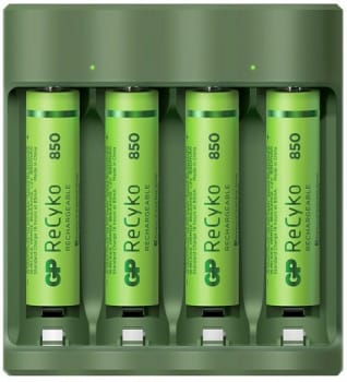 GP, Genopladelige batterier AAA x 4 m. oplader, AAA