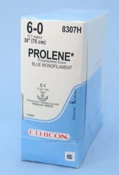 Ethicon Prolene, sutur, blå, 75 cm, C-1, 13mm, steril, 6-0