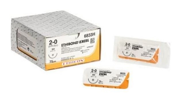 Ethicon Ethibond Excel, Sutur, grøn, 75 cm, CT-2 nål, steril, 0