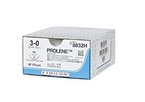 Ethicon Prolene, sutur, ufarvet, 75 cm med PS-2 nål, steril, 3-0