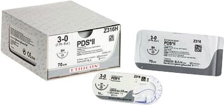 Ethicon PDS II, sutur, ufarvet, 70 cm med FS-2 nål, steril, 4-0