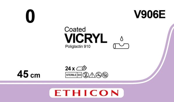 Ethicon Vicryl, sutur, violet, 12 x 45 cm, steril, 0