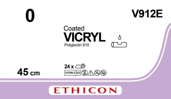 Ethicon Vicryl, sutur, ufarvet, 12 x 45 cm, steril, 0