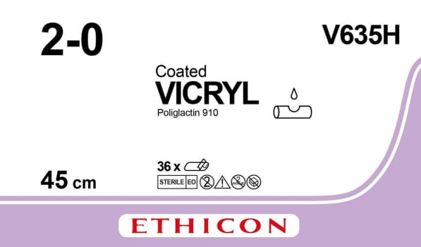 Ethicon Vicryl, sutur, violet, 3 x 45 cm uden nål, steril, 2-0
