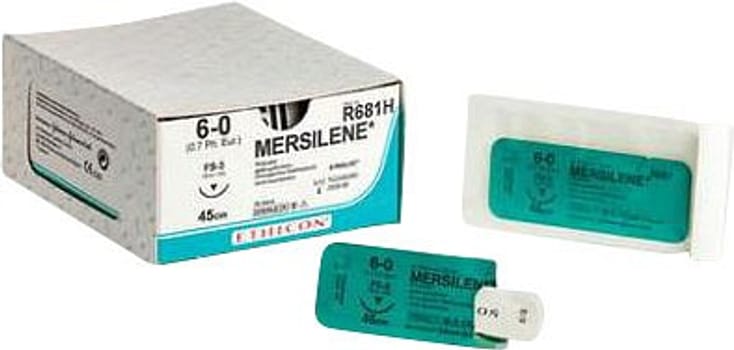 Ethicon Mersilene, Sutur, hvid, 45cm med 2xS-14 nål, steril, 6-0