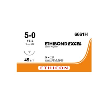 Ethicon Ethibond Excel, sutur, 45 cm, 19 mm, FS-2 nål, steril, 5-0