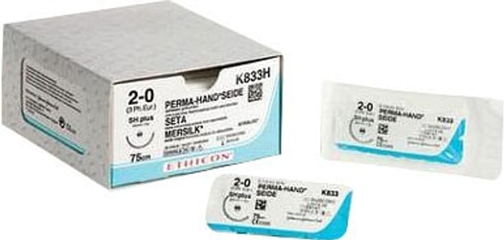 Ethicon Silke, sutur, sort med 2 x G-3 nål, steril, 4-0