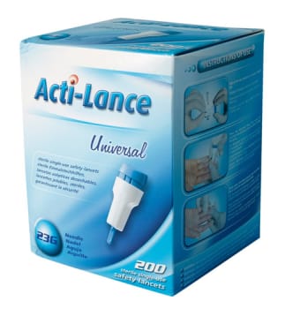 Acti-Lance, engangsfingerprikker, blå, 1,8 mm, steril, 23G, 0,6 mm