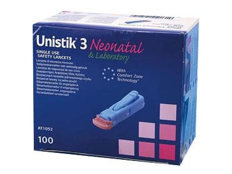 Unistik 3, engangsfingerprikker Neonatal, blå 1,8mm, steril, 18G