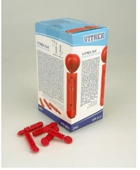 Vitrex, SteriLance Soft lancetter, rød, 150 Plus, steril, 28G