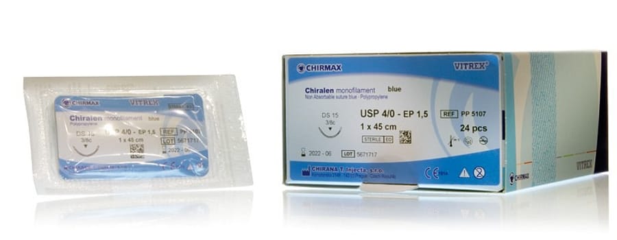 Vitrex Chiralen, sutur, blå, 75 cm, DS 25, steril, 2-0