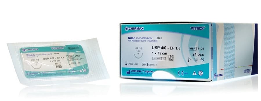 Vitrex Silon monofilament, sutur, blå, 75 cm, DS 30, steril, 0