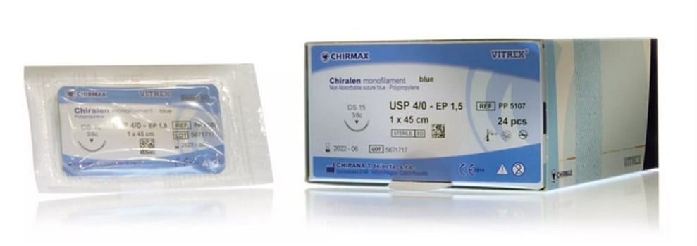 Vitrex Chiralen, sutur, blå, 45 cm, DSM 12 nål, steril, 7-0