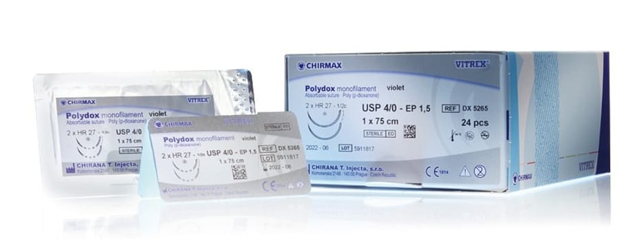 Vitrex Polydox, sutur, violet, 75 cm, HR 18, steril, 4-0