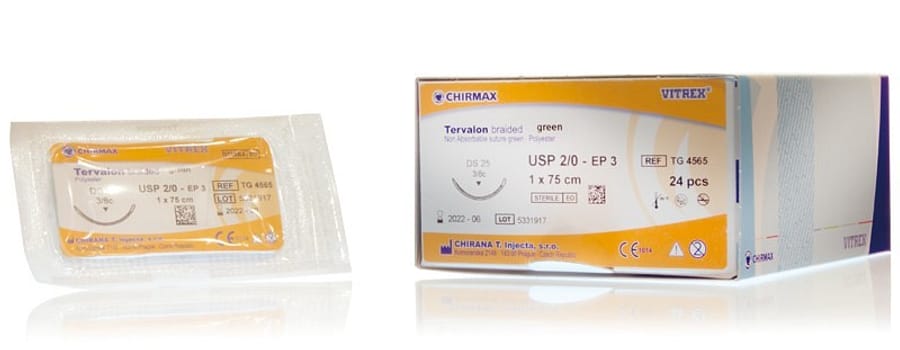 Vitrex Tervalon, sutur, grøn, 75cm, HR 27, steril, 2-0