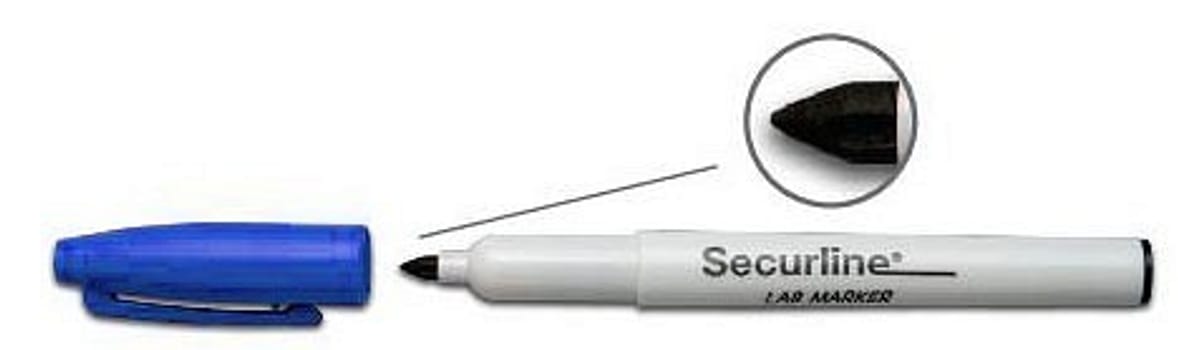 Securline, mærkepen, lab, fine tip, blå