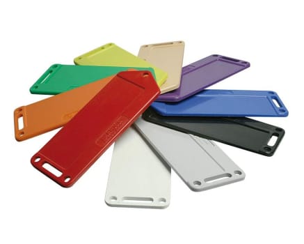 Warwick, plastikskilt til instrumentbakke,Blå