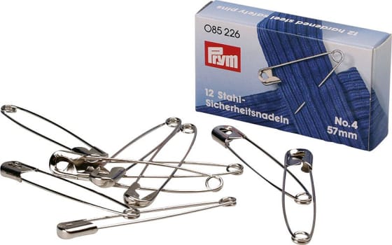 Prym, sikkerhedsnål, nr. 4, 57mm, stålforniklet
