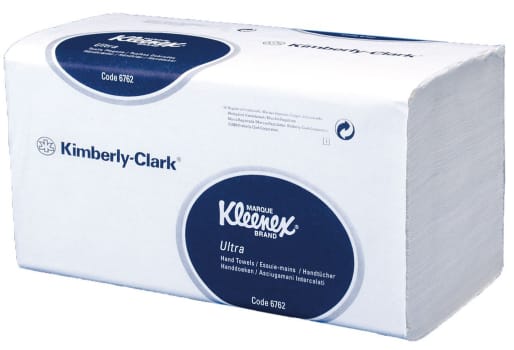 Kleenex Ultra, 2-lags håndklædeark, hvid, interfold, 21,5 cm x 41,5 cm