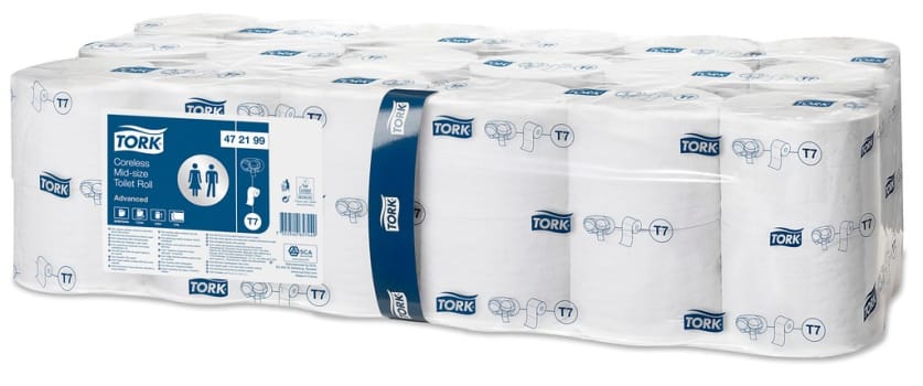 Tork Advanced, toiletpapir T7 hvid, 2 lag, uden hylse, 112 m, 900 ark