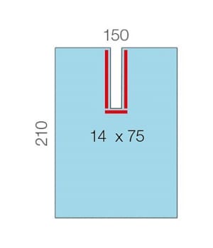 Raucodrape, slidslagen, PE folie, slids 14x75 cm, steril, 150 cm x 210 cm