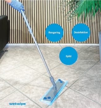 Wet Wipe, Teleskopskaft incl. fremfører 40 cm til våde moppe, 100-160 cm