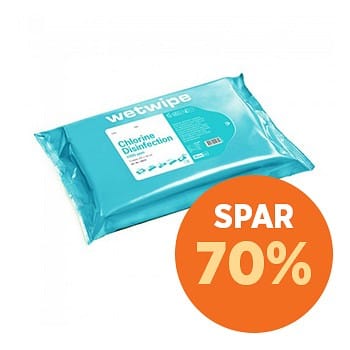 Wet Wipe, desinfektion med klor, vand og sæbe, mini, turkis, 20 cm x 30 cm