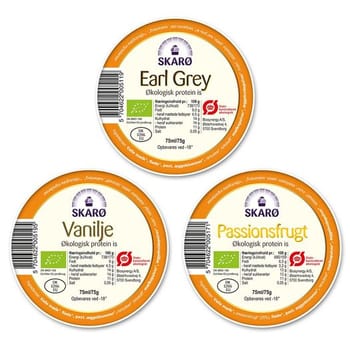 Skarø, vanilje, passionsfrugt, earl grey, øko protein is, 75 g