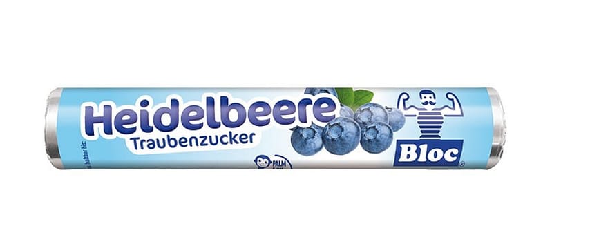 Bloc, druesukker, blåbær, 42 g