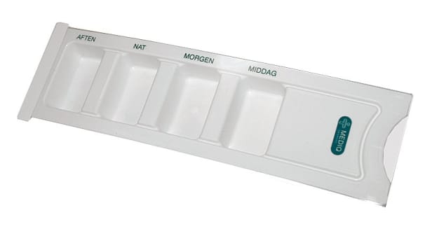 Mediq, doseringsæske, hvid, uden ugedag, start aften