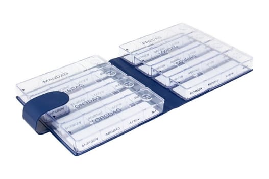 Megamax, ekstra store æsk. blåt omslag 7 æsk. m/ugedag+blak