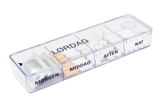 Megamax, ekstra store æsk. blåt omslag 7 æsk. m/ugedag+blak