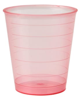 Mediq, medicinmål med graduering, rød, plast, 30 ml