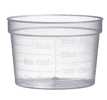 Mediq, bredt medicinmål, med graduering, natur, plast, 30 ml