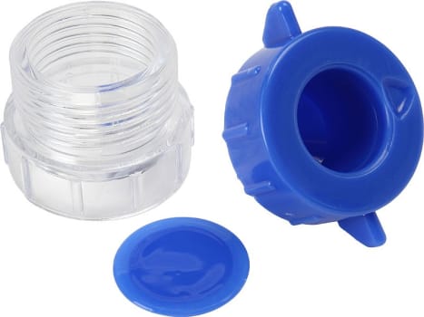 Mediq, tabletknuser, skruemodel, blå pistel, klar morter