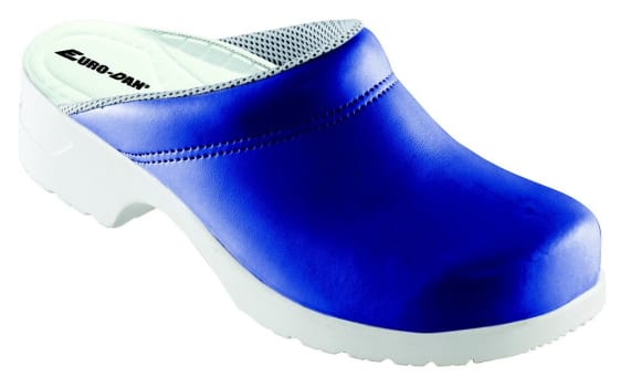 Euro Flex, tøffel blå m hvid bund m vaskbar indlægssål, str 45