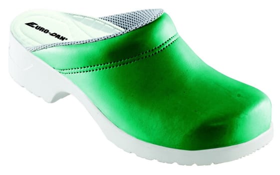 Euro Flex, tøffel grøn m hvid bund m vaskbar indlægssål, str 42