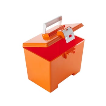 Sygeplejekasse med låg, orange slagfast ABS-plast inkl. hængelås