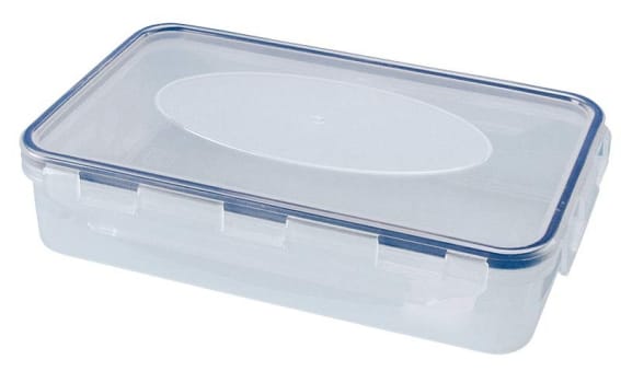 Airtight box, sårplejekasse, plastbox, flad, rubber, white, 0,9 l, 220 mm x 140 mm x 51 mm