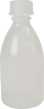 Plastflaske, med smal hals og skruelåg, 100 ml