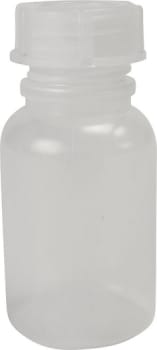 Plastflaske, med bred hals og skruelåg, 100 ml